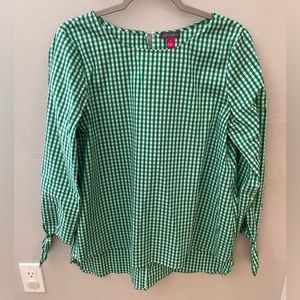 Vince Camuto Gingham Tie Sleeve Blouse